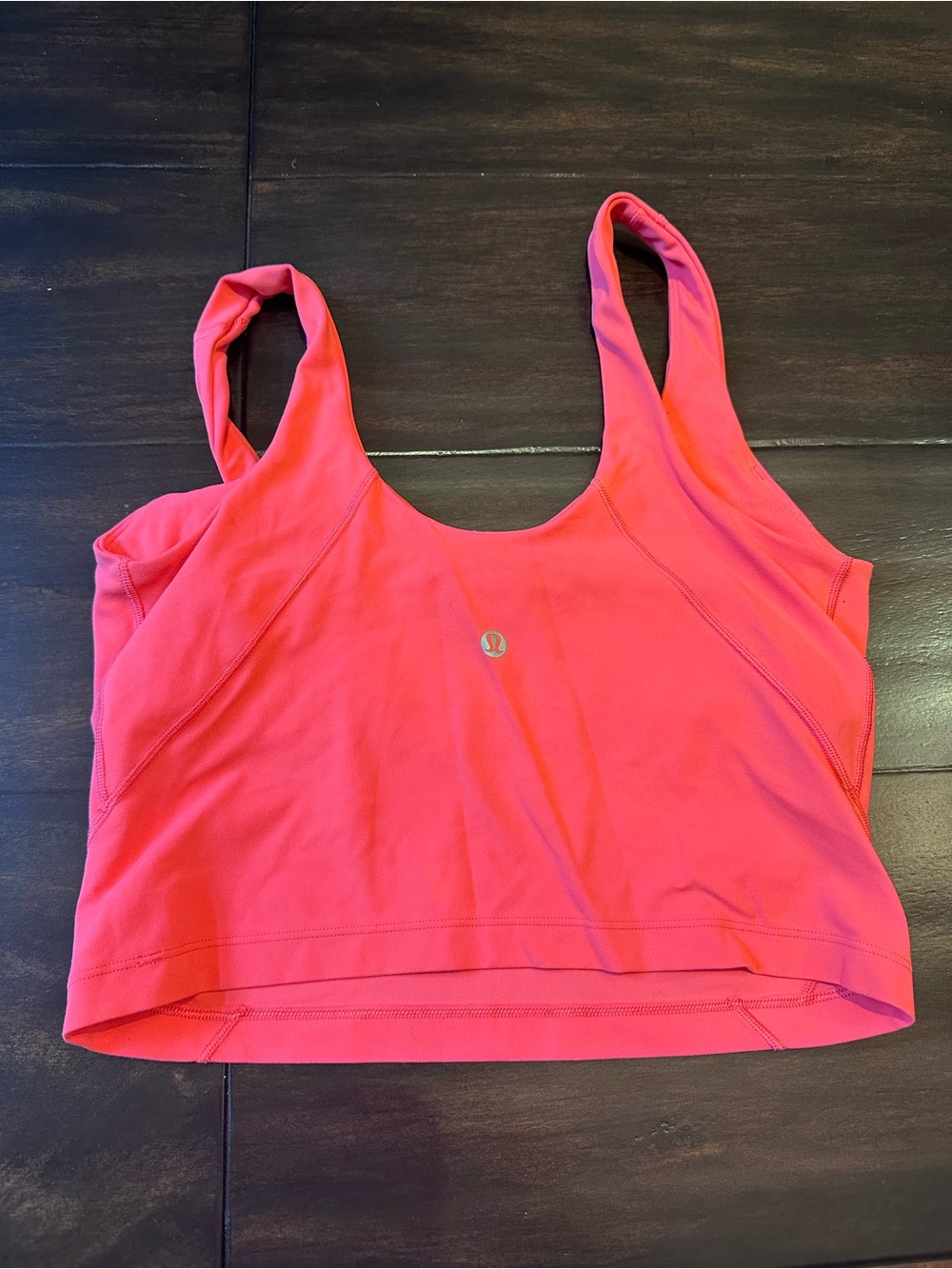 Lululemon Coral Pink V-Neck Sports Crop Top - Picture 2 of 2